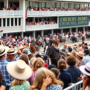 Crowd enjoying the Kentucky Derby at Churchill Downs