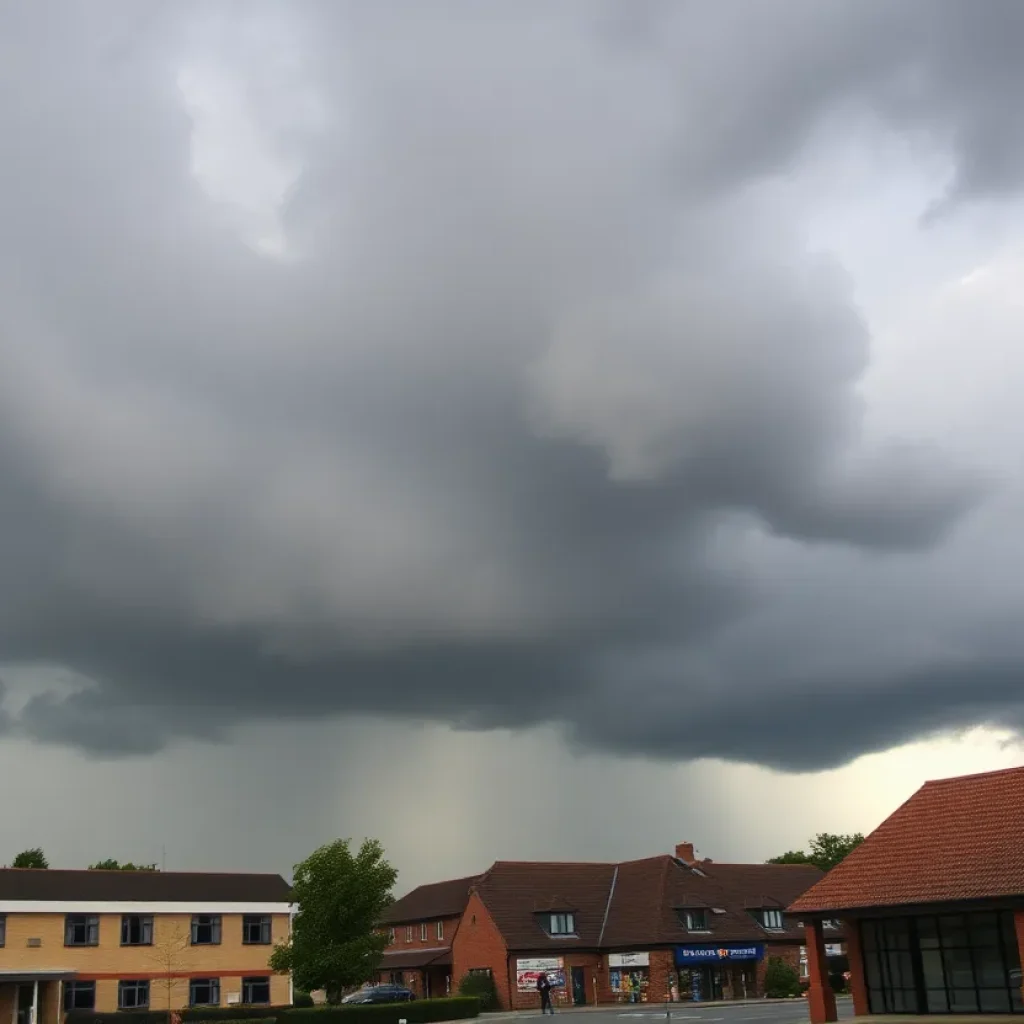 Stormy sky over Midlands schools and businesses preparing for Tropical Storm Debby