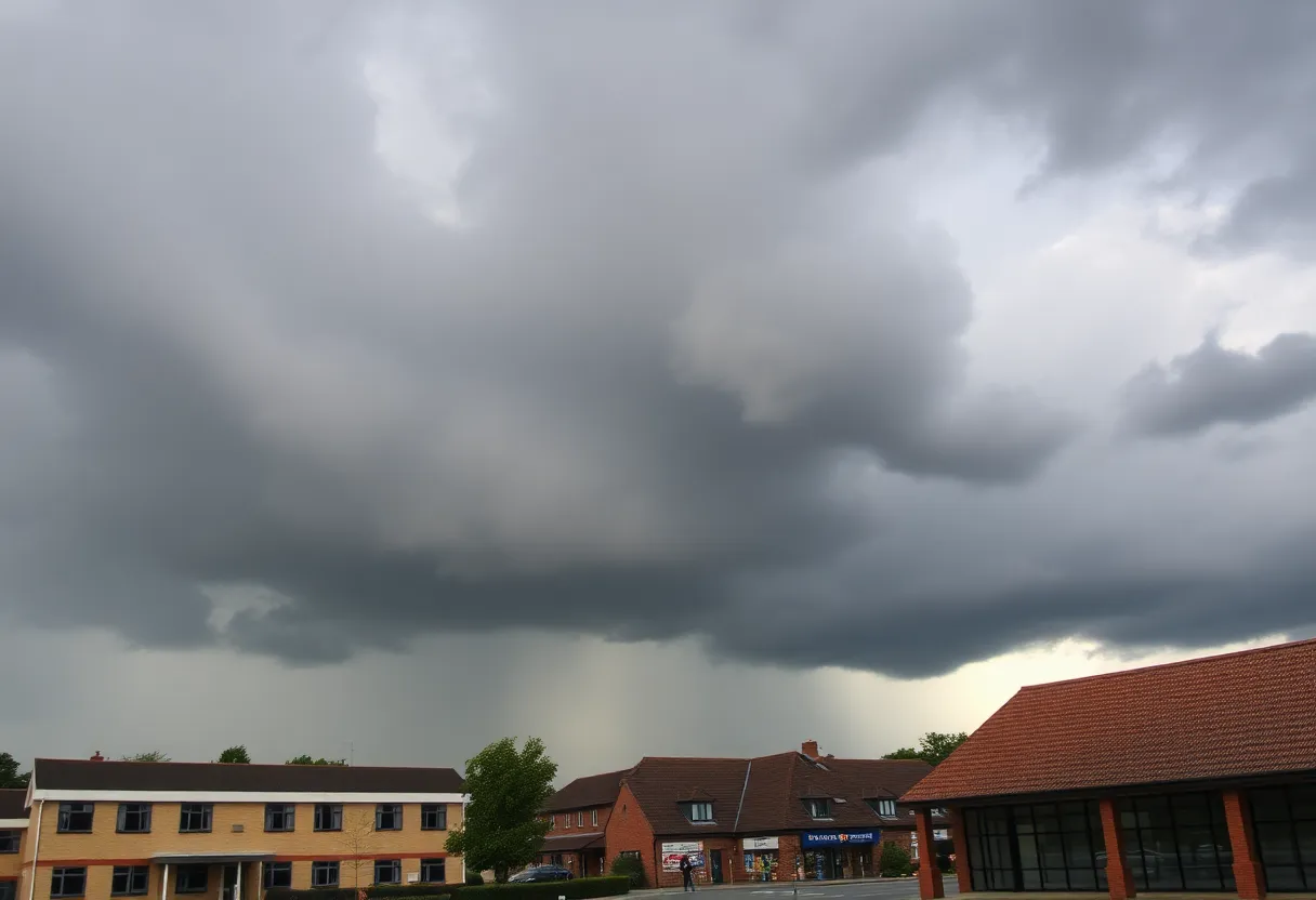 Stormy sky over Midlands schools and businesses preparing for Tropical Storm Debby