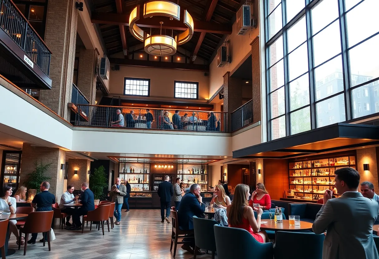 Lobby area of the new Moxy Hotel in Columbia, SC