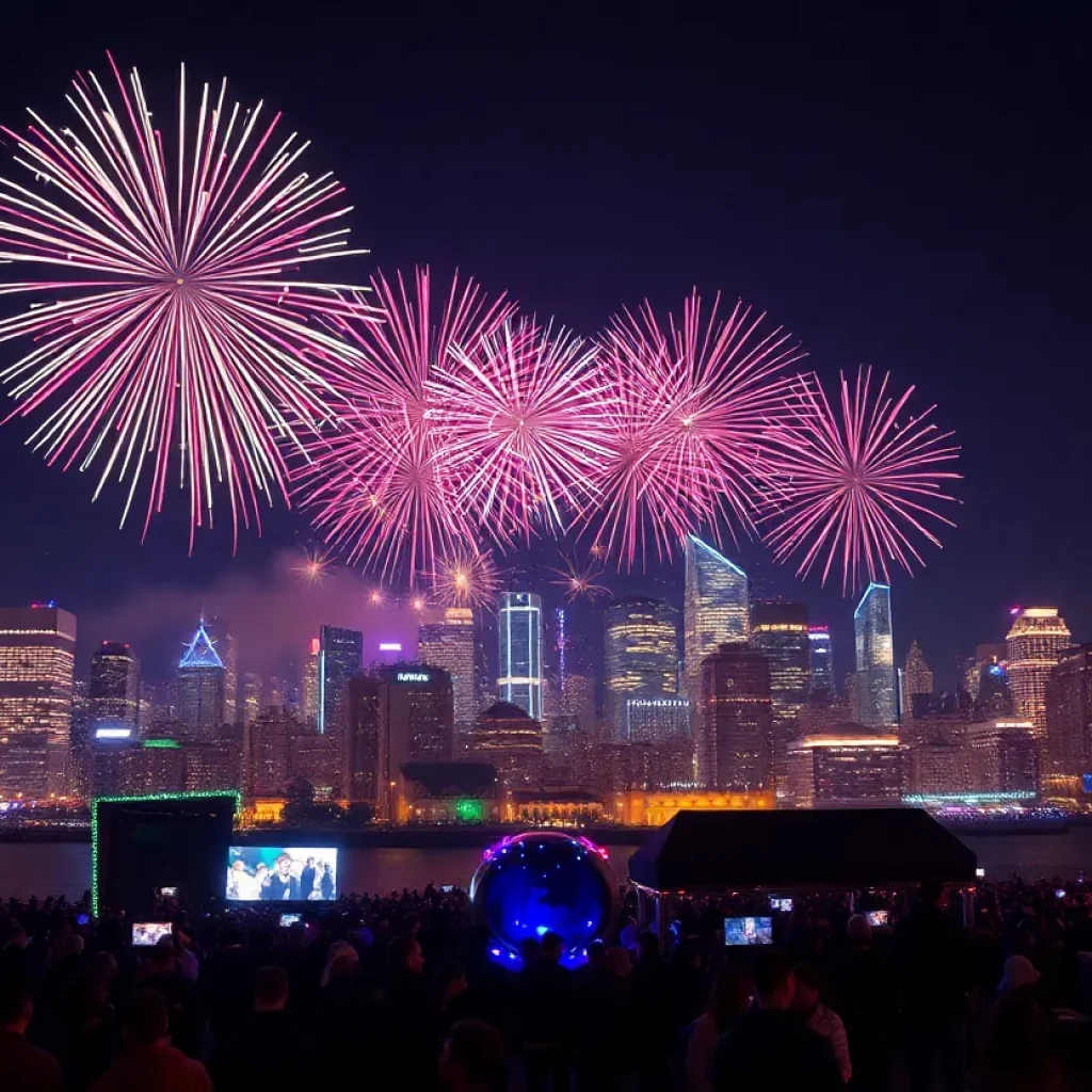 Fireworks display during New Year’s Eve in Columbia, South Carolina