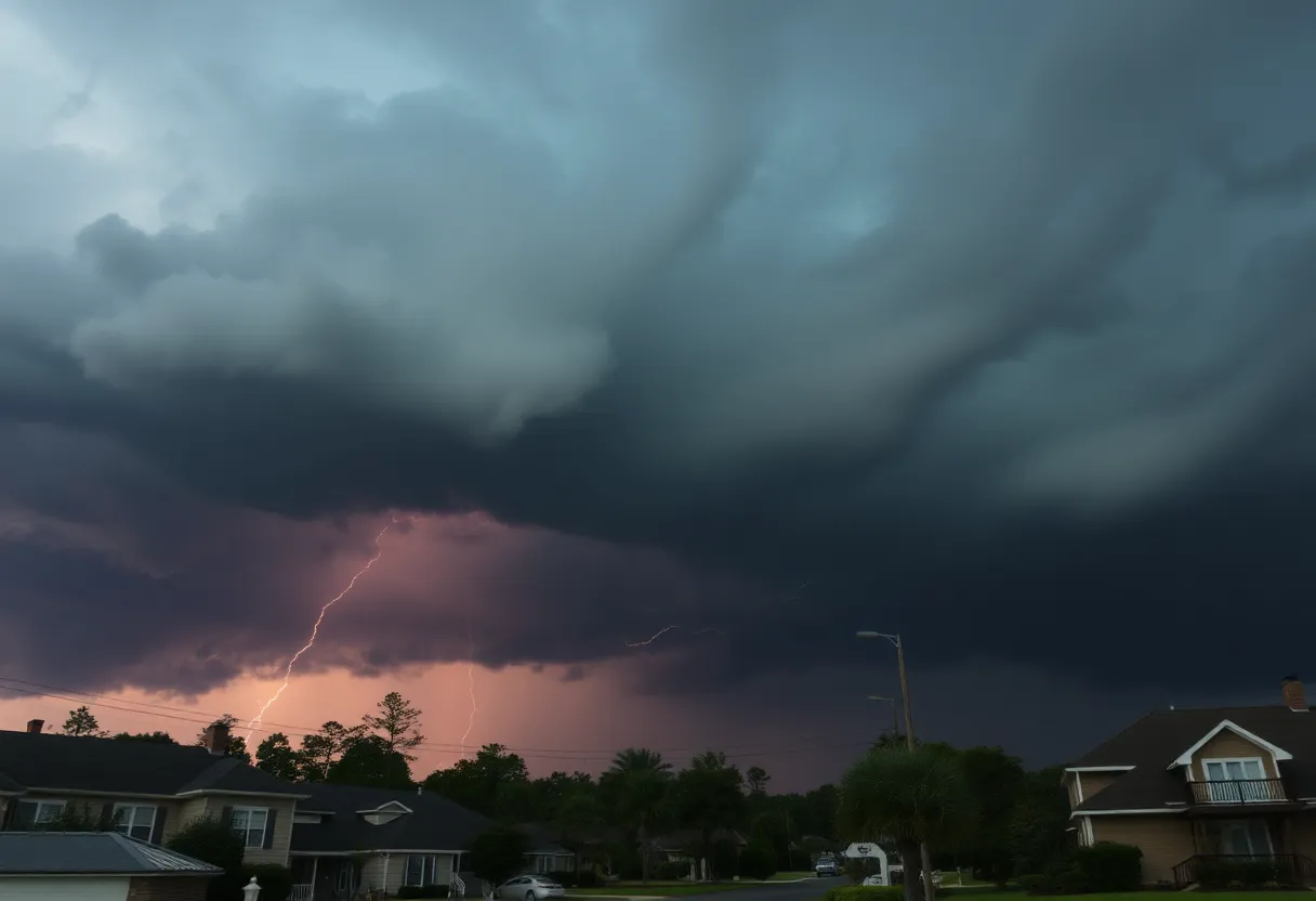 Stormy weather indicating a tornado watch in South Carolina