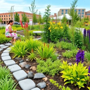 Bioretention area with native vegetation and rain gardens in Columbia.