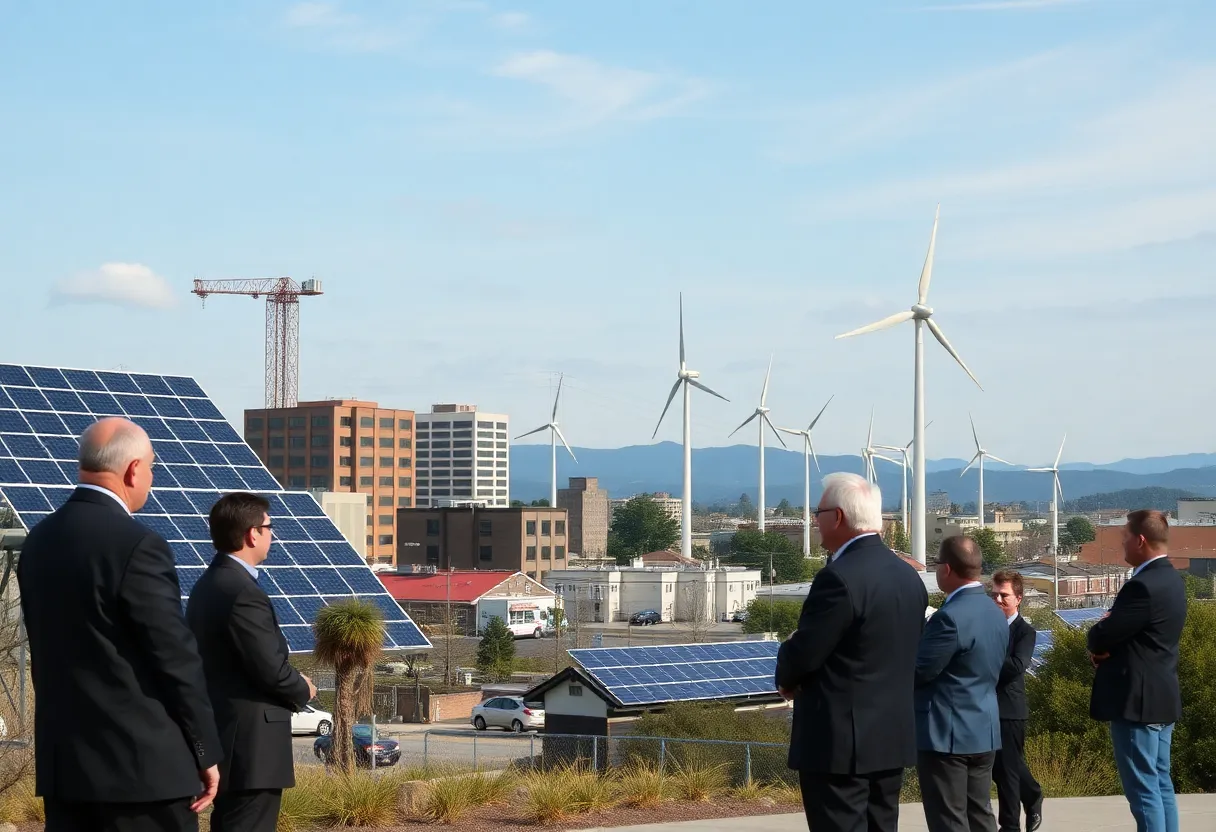 City officials discussing renewable energy policies in Columbia City