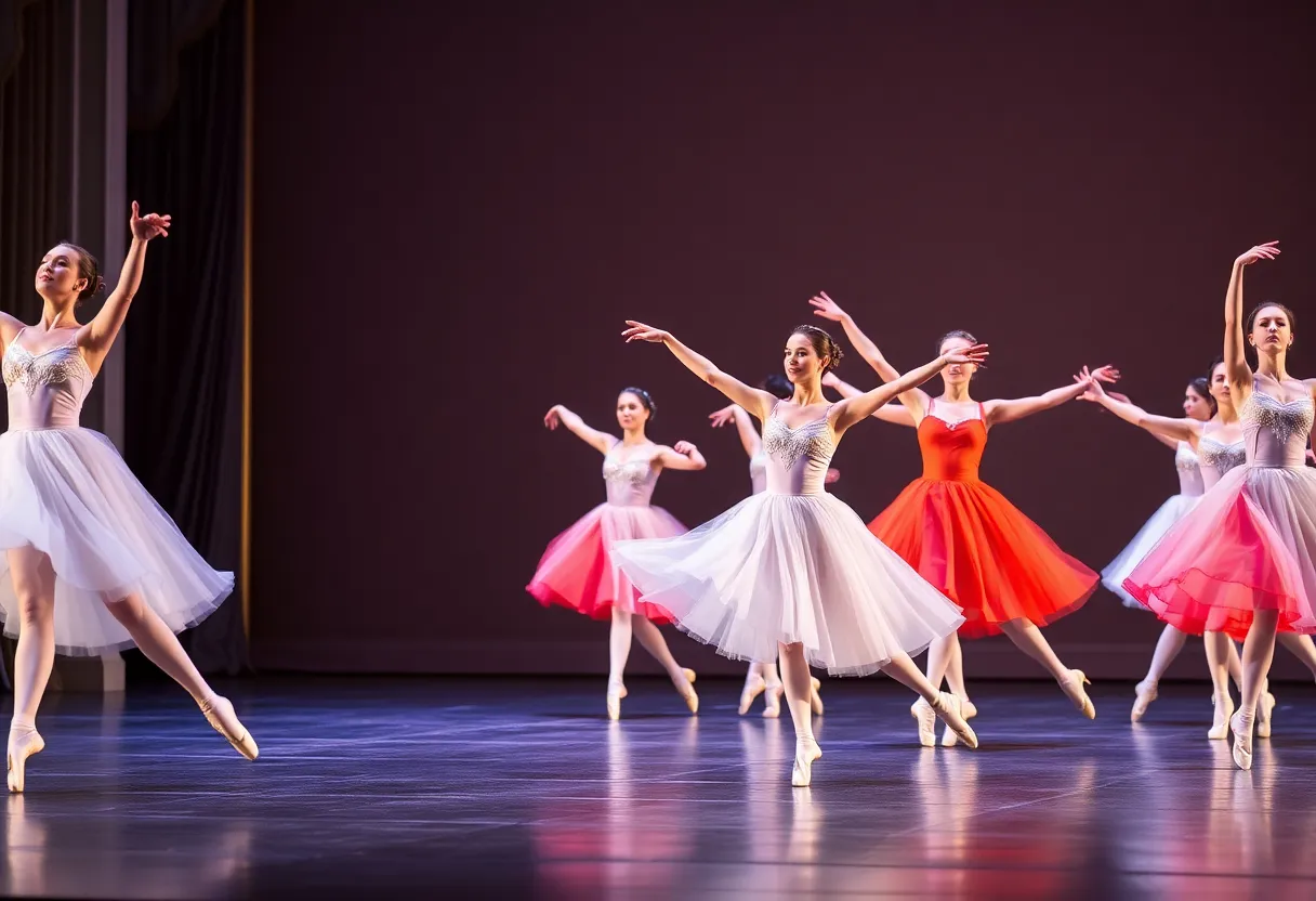 Dancers performing on stage at Columbia Classical Ballet