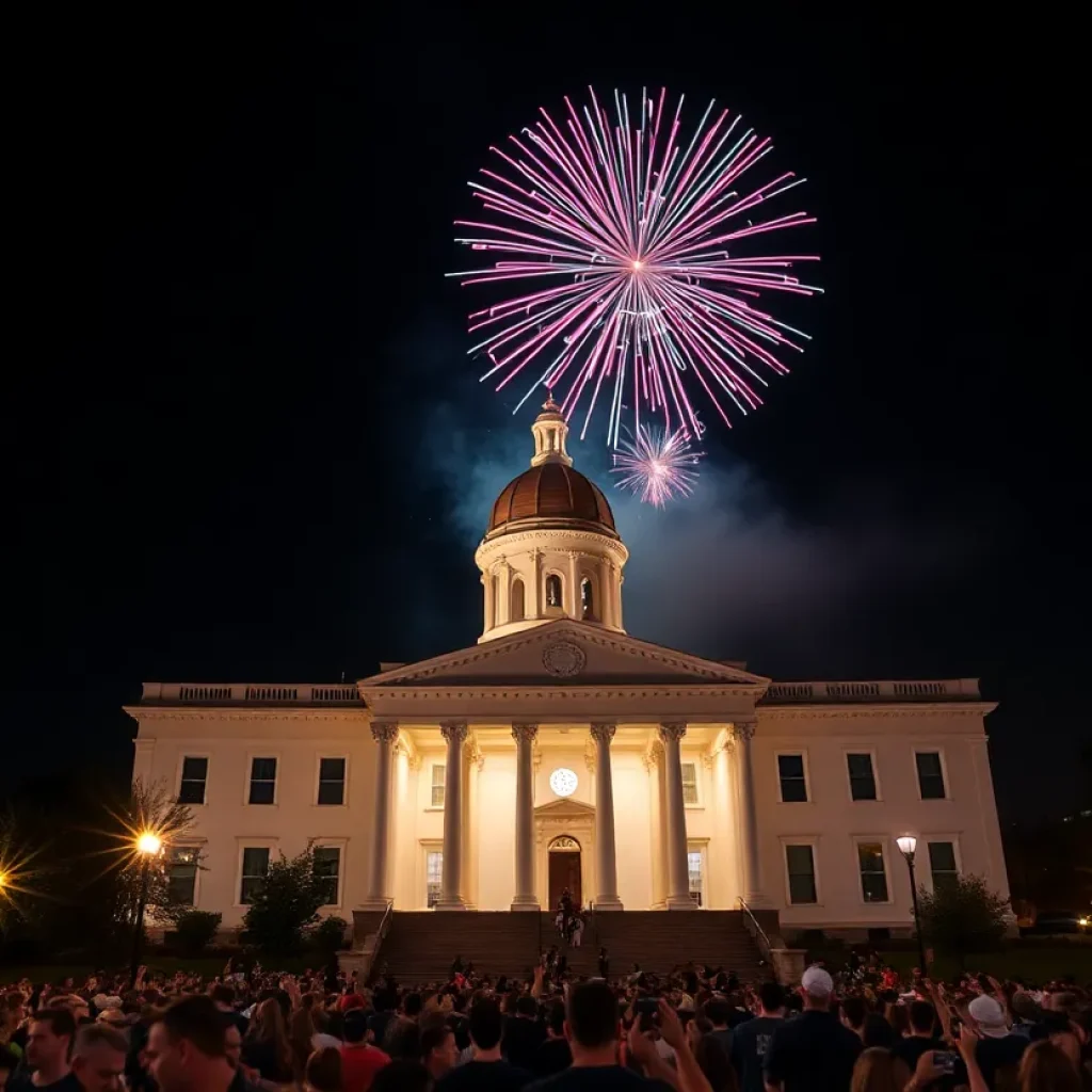 Fireworks display over South Carolina State House in Columbia for New Year’s Eve