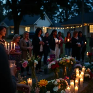 Vigil for the young girl in Columbia with candles and flowers