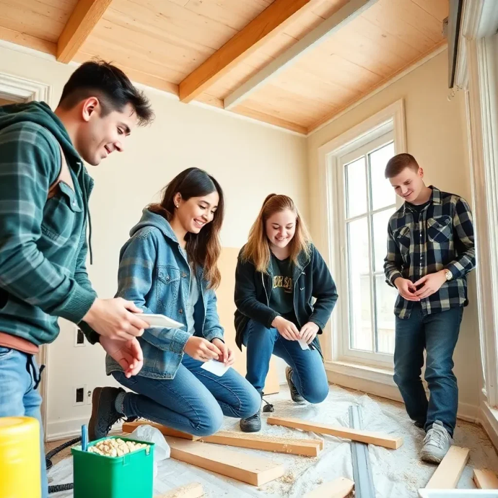 USC students collaborating on energy efficiency upgrades in homes