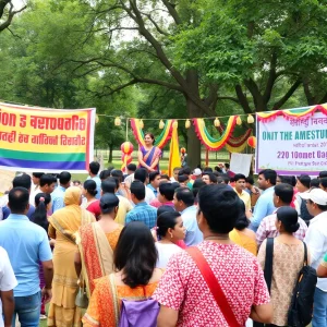 Community members celebrating together in Columbia