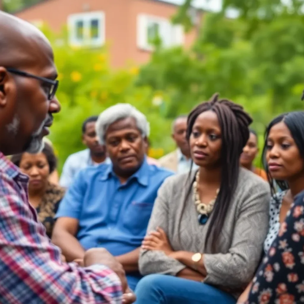 Community members engaged in discussion about political legacies