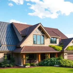 A selection of energy-efficient roofing systems displayed on a modern home.