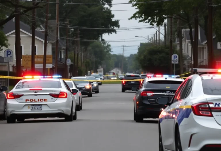 Investigators at the scene of a hit-and-run accident in Columbia