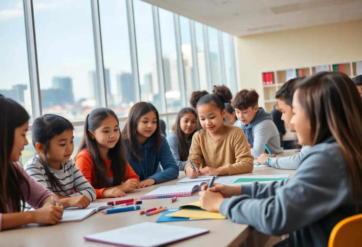 Diverse students engaging in educational activities in Hamilton