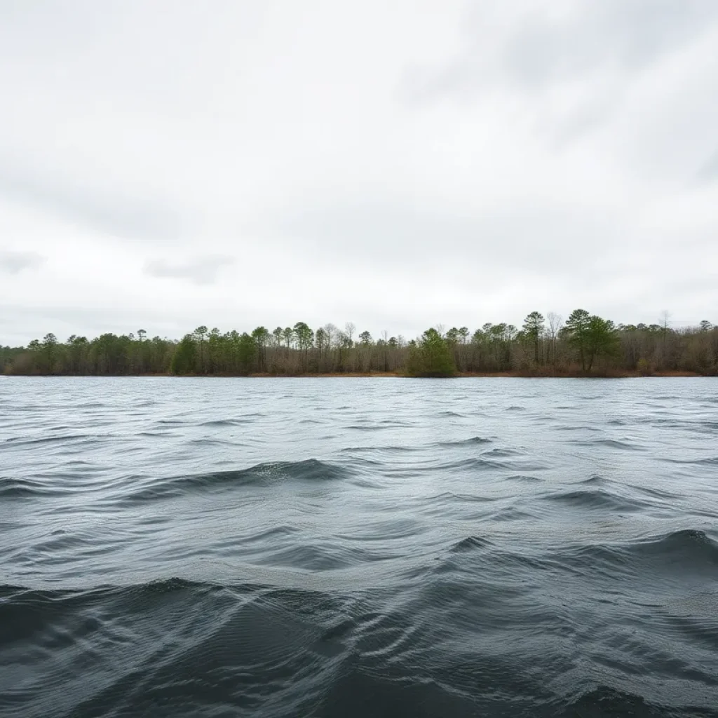 Lake with rough waters during a wind advisory