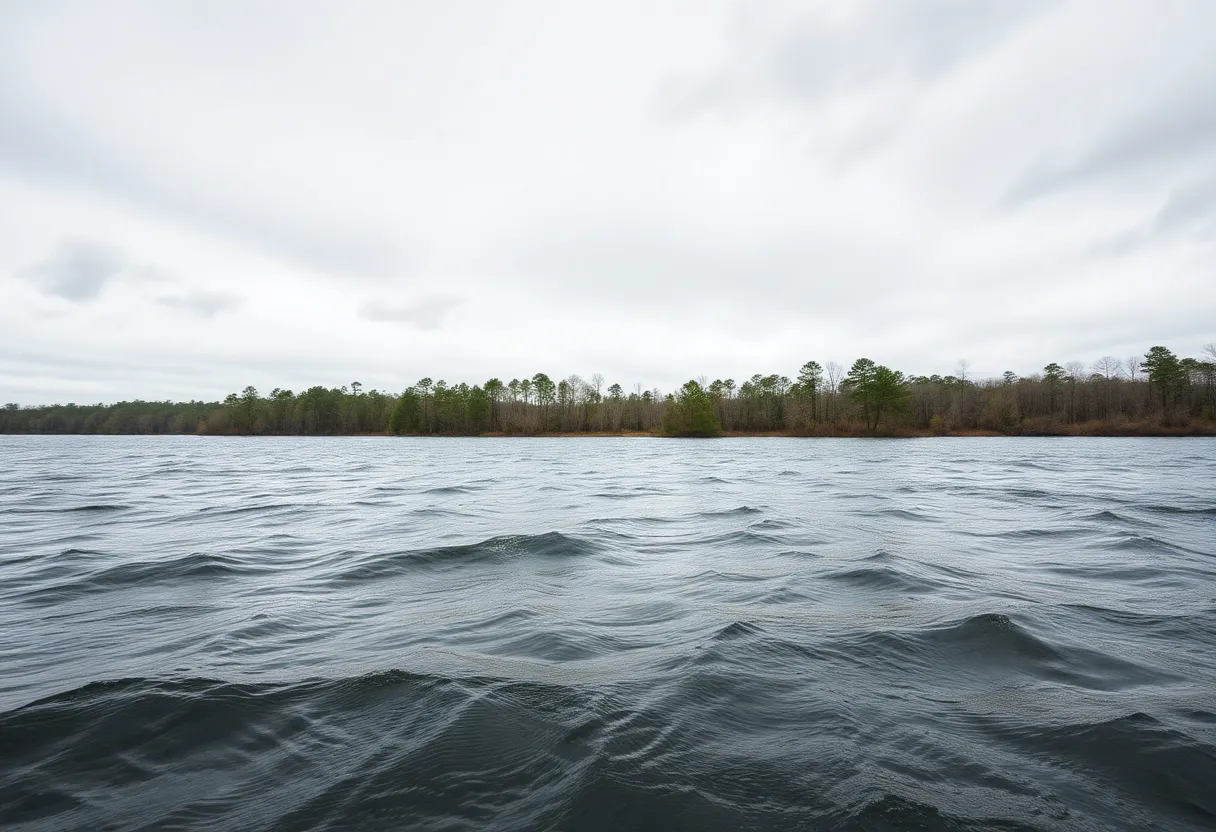 Lake with rough waters during a wind advisory