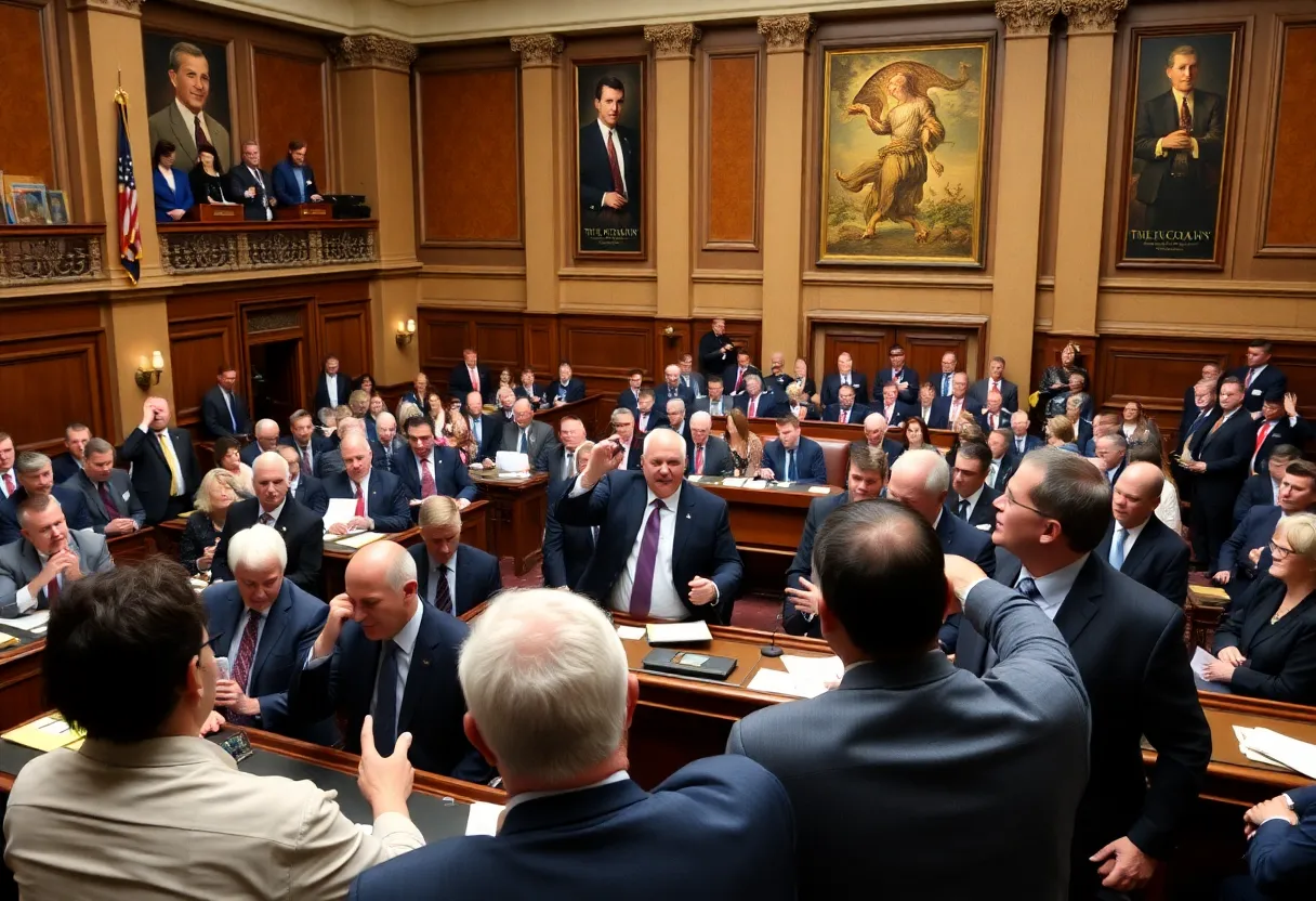 Legislators debating in the Minnesota House of Representatives