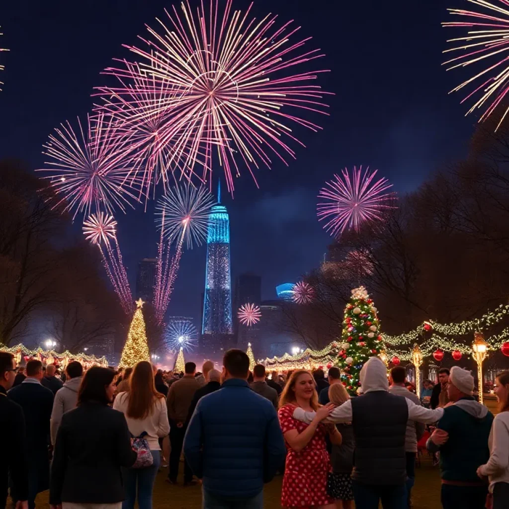 Fireworks display during New Year's Eve celebration in Columbia