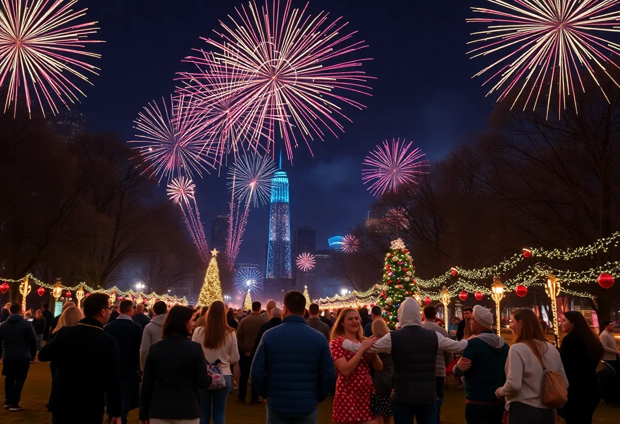 Fireworks display during New Year's Eve celebration in Columbia