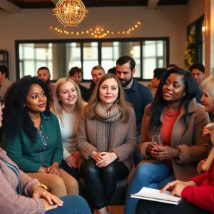 Group of diverse individuals sharing their New Year's resolutions