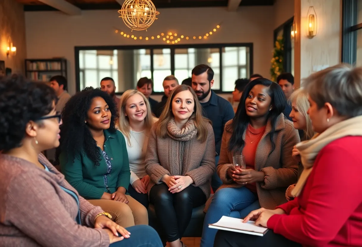 Group of diverse individuals sharing their New Year's resolutions