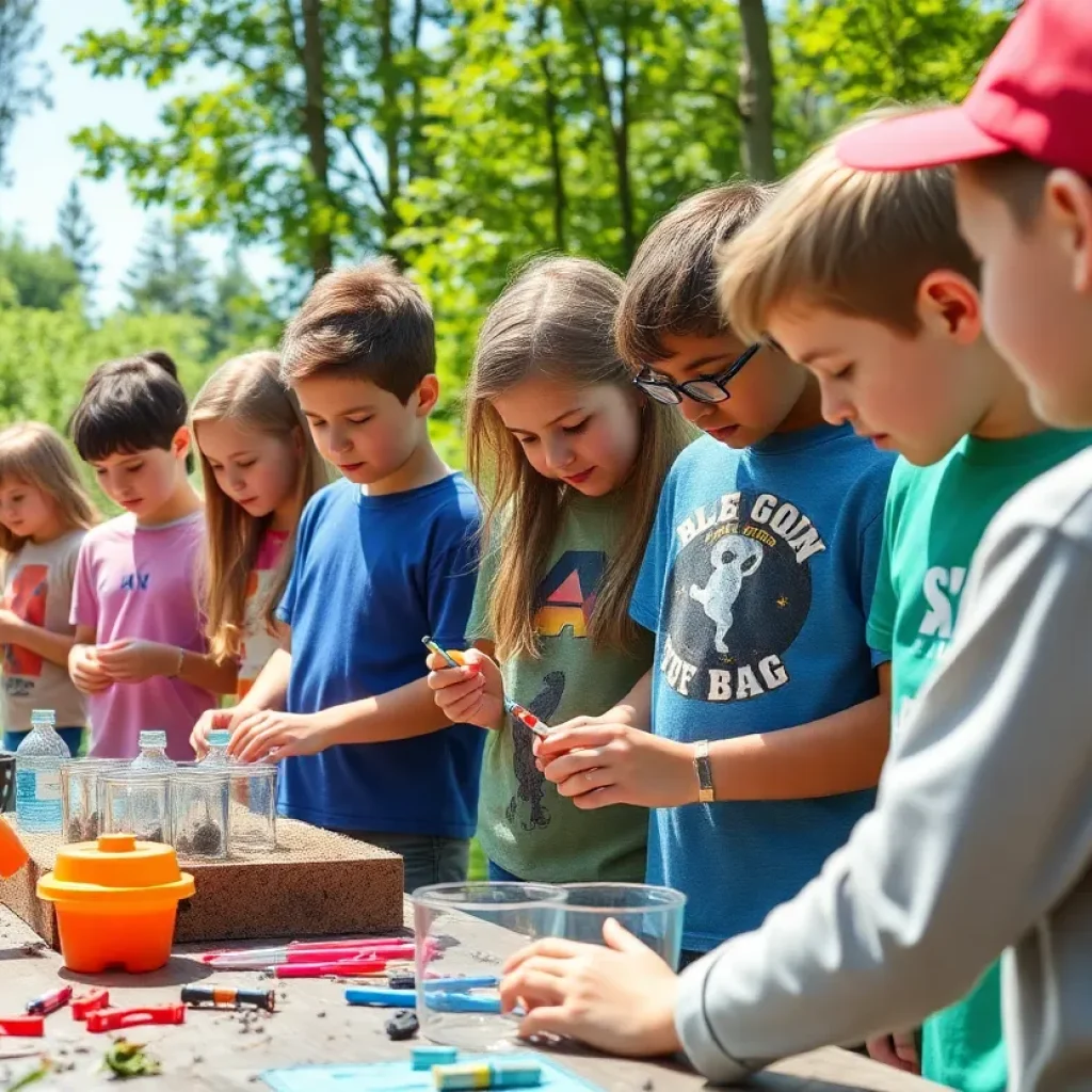 Students participating in STEM summer camp activities