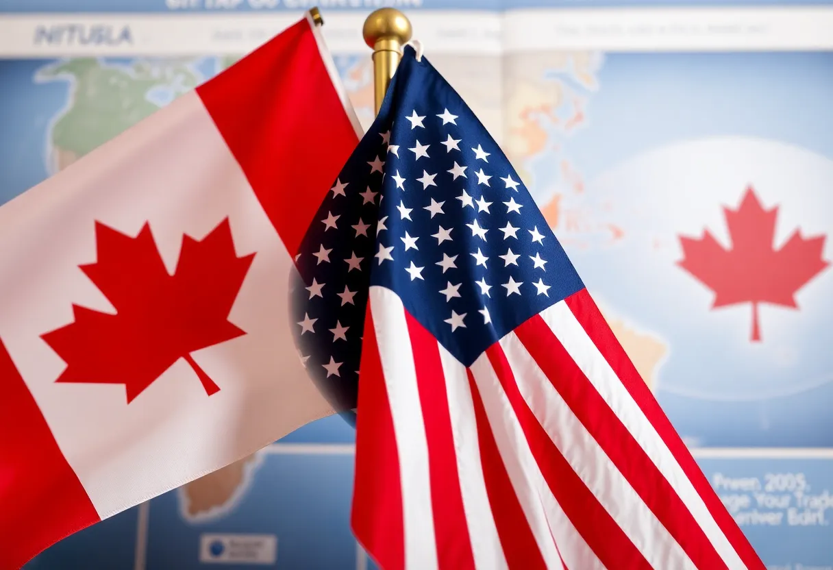 Canada and USA flags symbolizing diplomatic relations