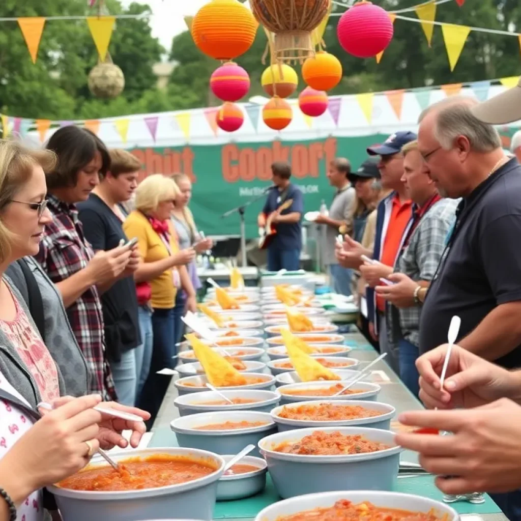 Attendees enjoying the Lexington County Chili Cookoff with food and music.