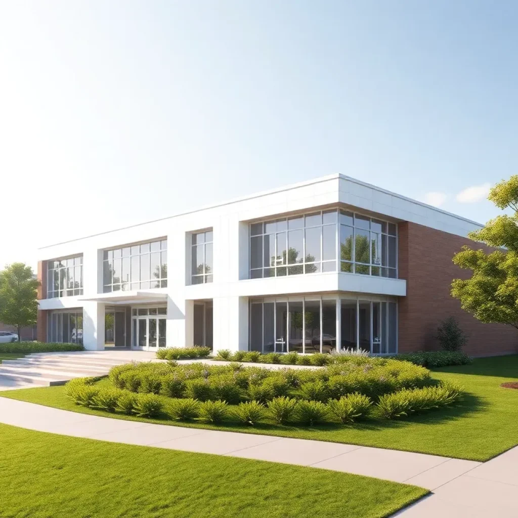 Architectural rendering of a new town hall in Irmo, SC