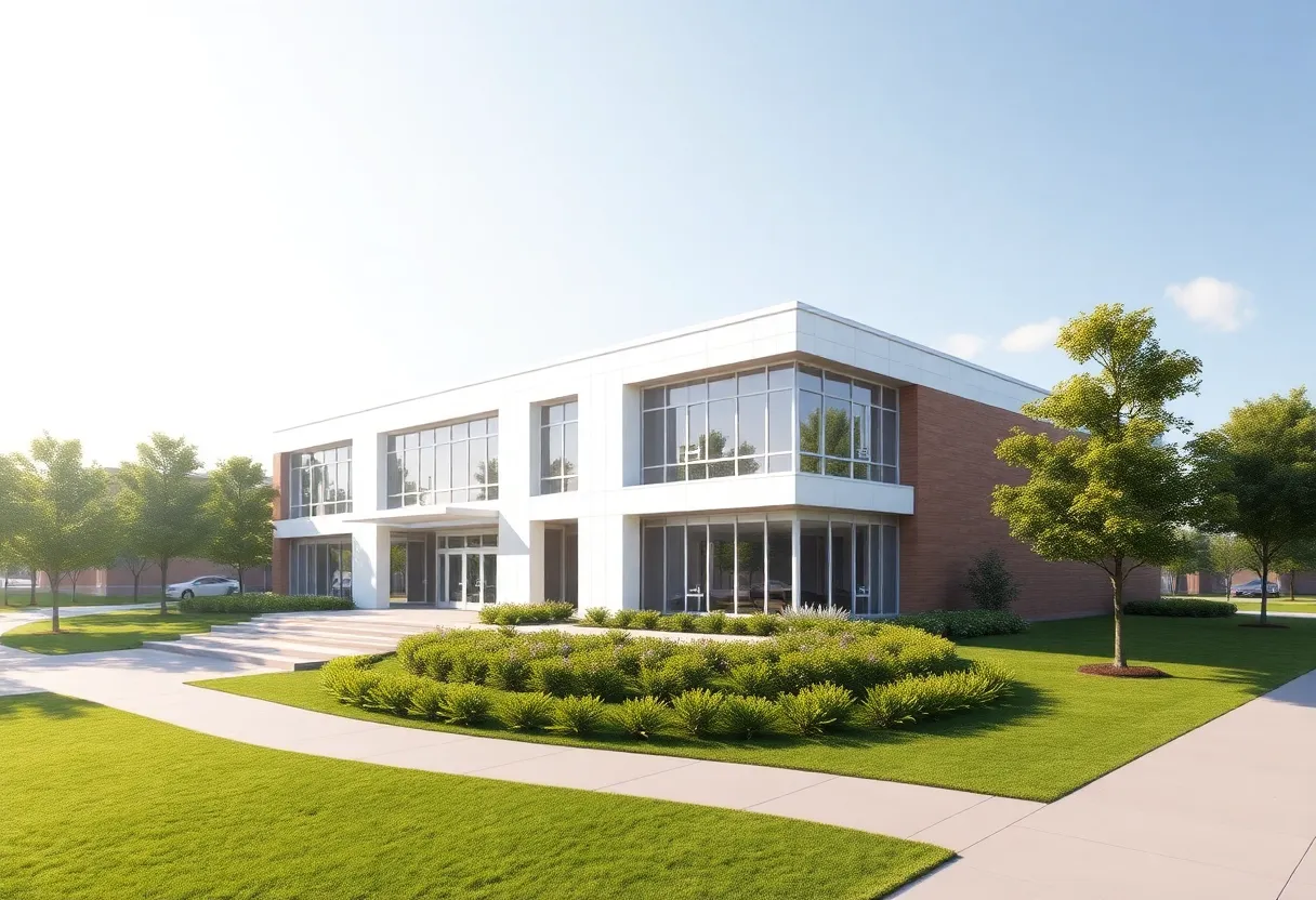 Architectural rendering of a new town hall in Irmo, SC