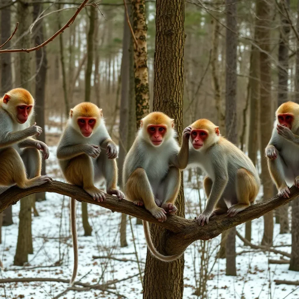 Mischievous Rhesus Macaque Monkeys in Yemassee