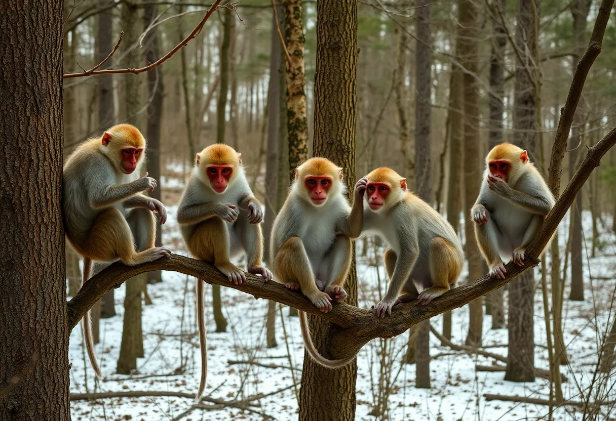 Mischievous Rhesus Macaque Monkeys in Yemassee