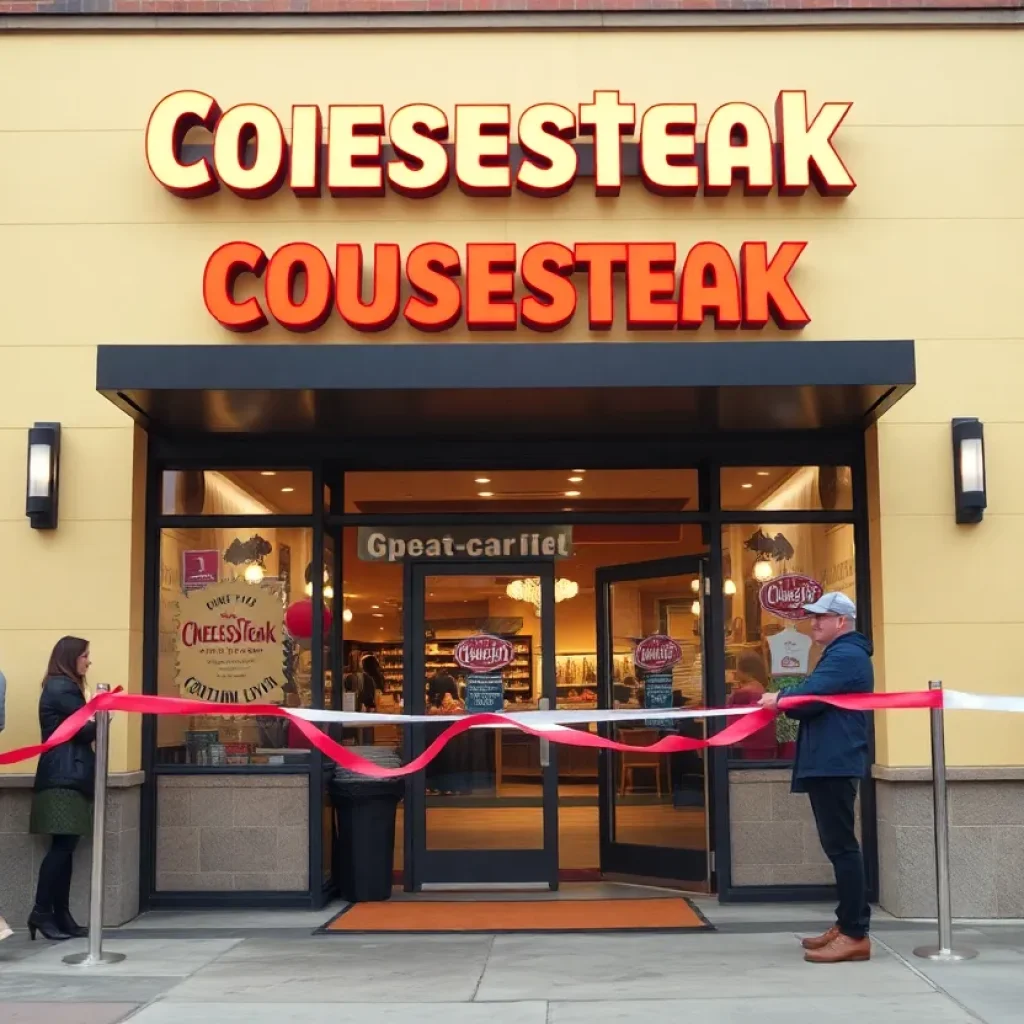 Exterior view of Big Dave’s Cheesesteaks during the grand opening celebration.