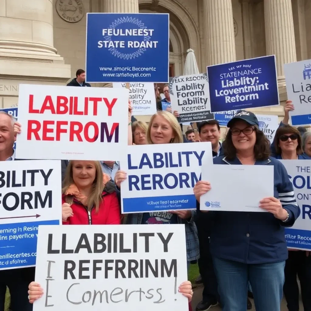 Supporters rallying for tort reform at the South Carolina Statehouse