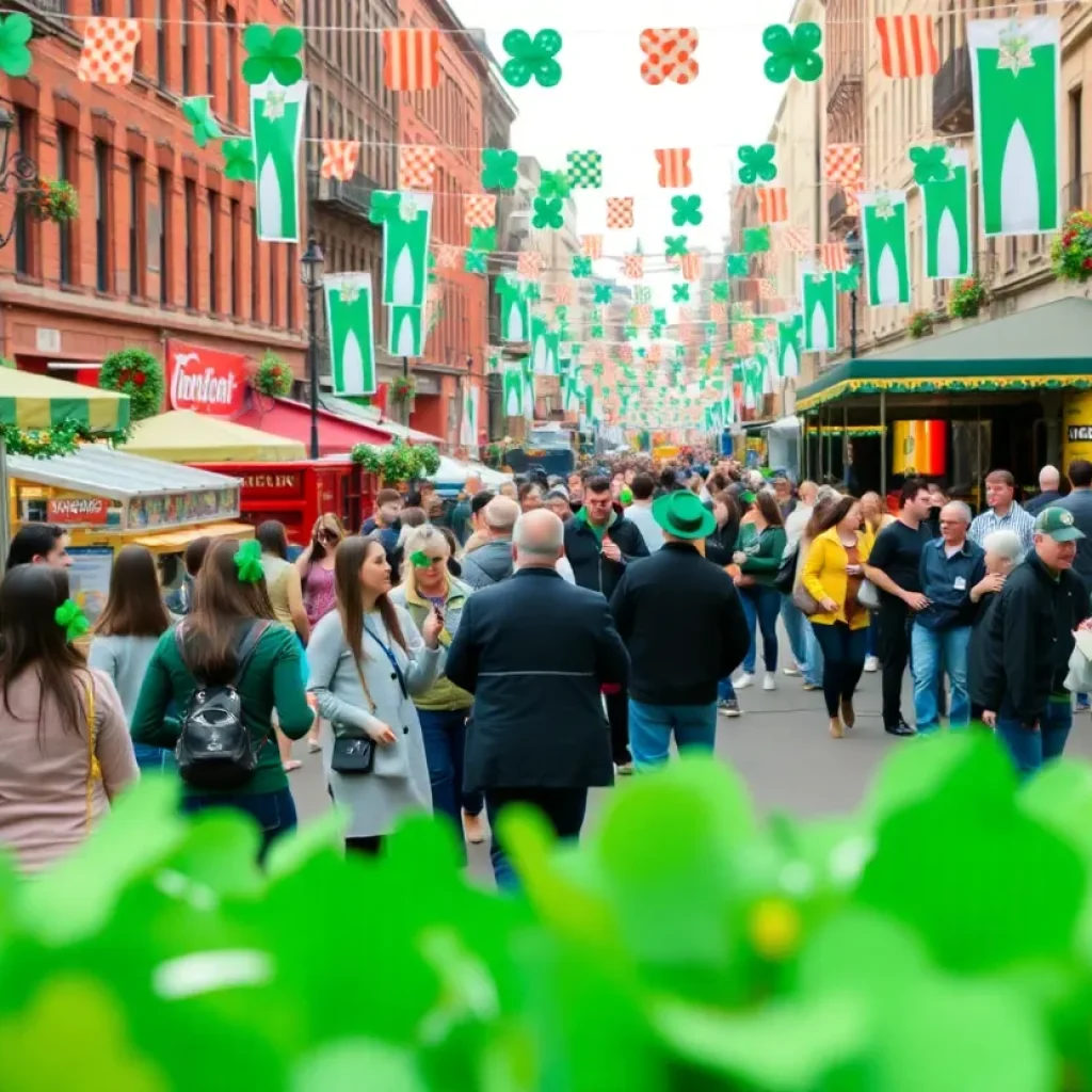 Celebration scene at St. Patrick's Day festival in Columbia