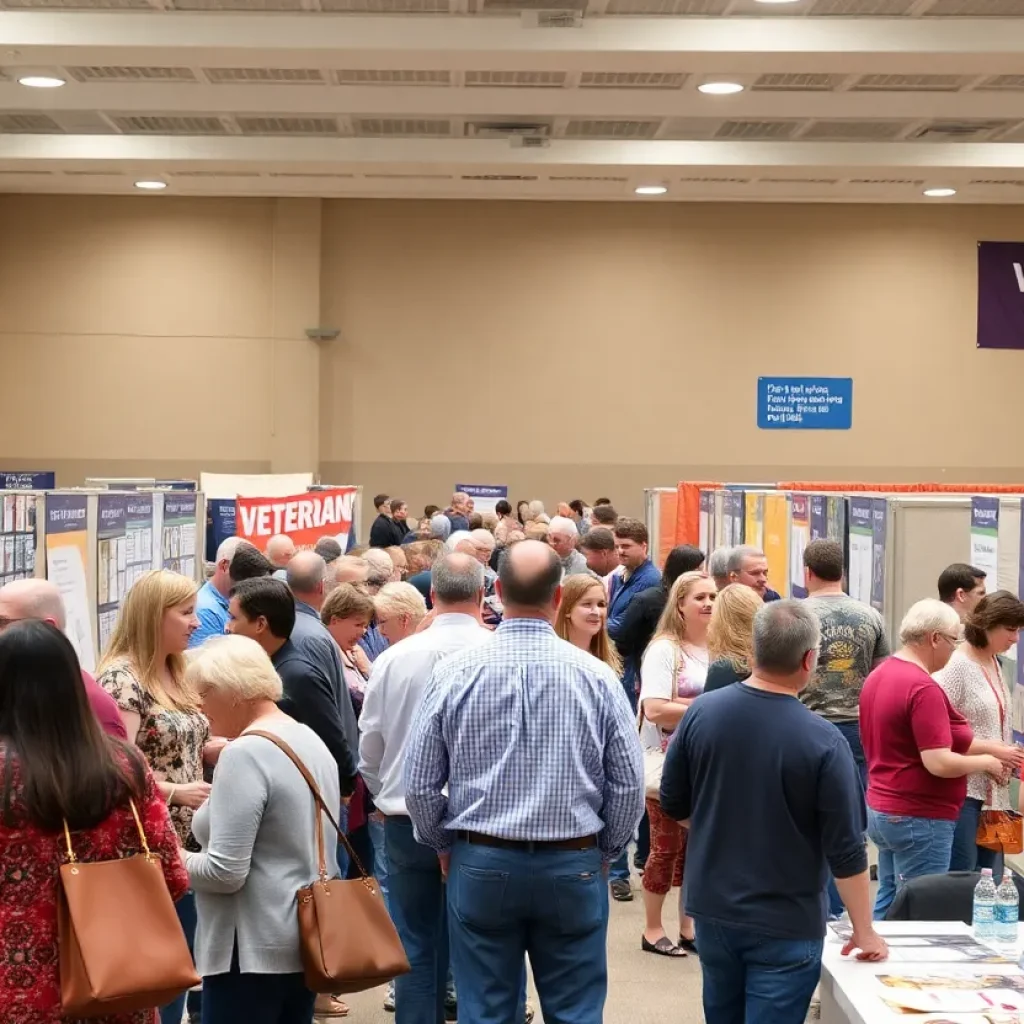 Visitors interacting at the Veterans Experience Action Center